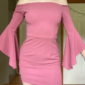 Flowy Sleeve off the shoulder mini dress